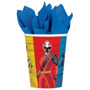 Power Rangers Party Bundle: 8x Plates, 16x Lunch Napkins, 8x Cups