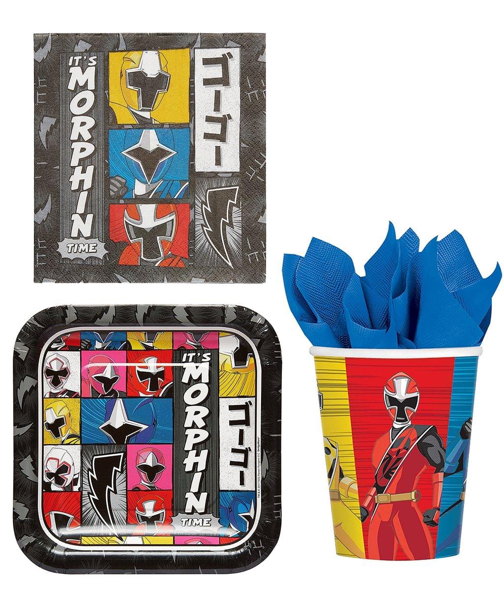 Power Rangers Party Bundle: 8x Plates, 16x Lunch Napkins, 8x Cups