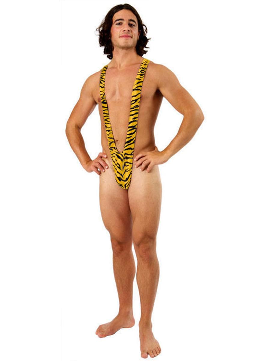 Borat Mankini Tiger Print Thong Swimsuit Adult Costume