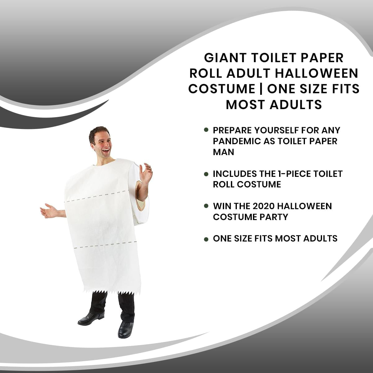 Giant Toilet Paper Roll Adult Halloween Costume | One Size Fits Most Adults