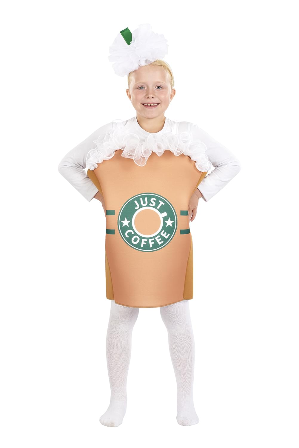 "Just Coffee" Kids Costume with Tunic & Headpiece | One Size Fits Up to Size 10