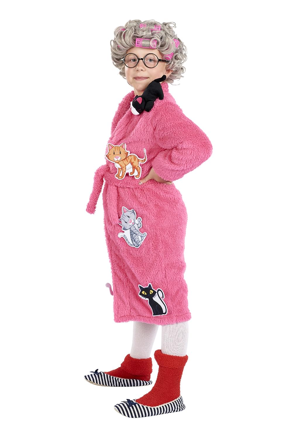 Crazy Cat Lady Kids Costume | Robe & Wig Set | One Size Fits Up to Size 10