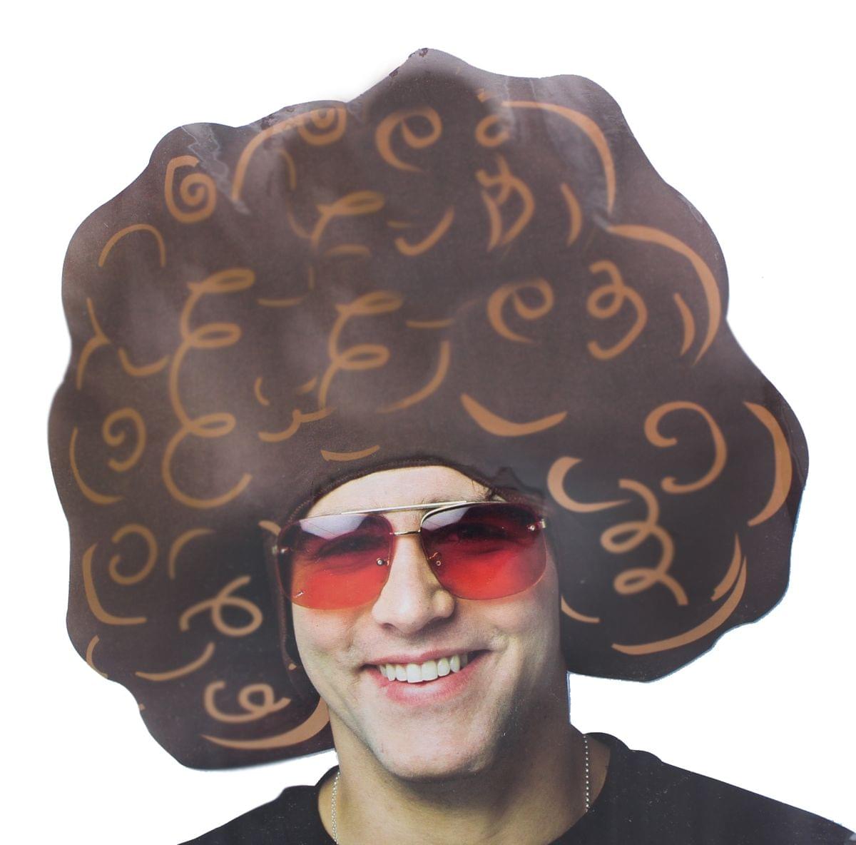 Giant Brown Foam Afro Adult Costume Hat