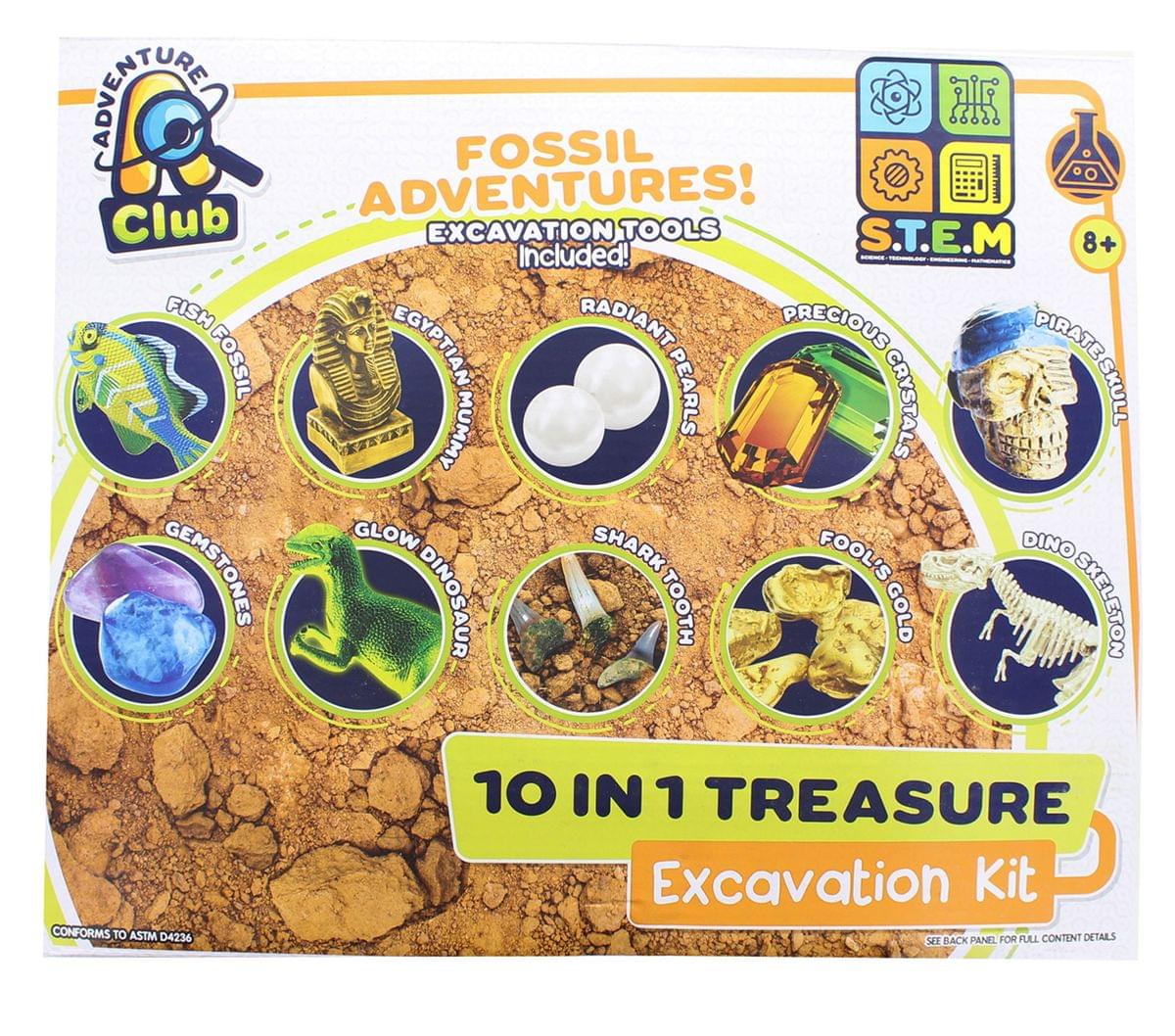 Fossil Adventures 10-in-1 Treasure Excavation Kit