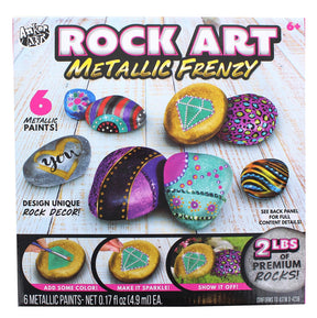 Rock Art Metallic Frenzy DIY Craft Kit | Includes 2 lbs of Premium Rock