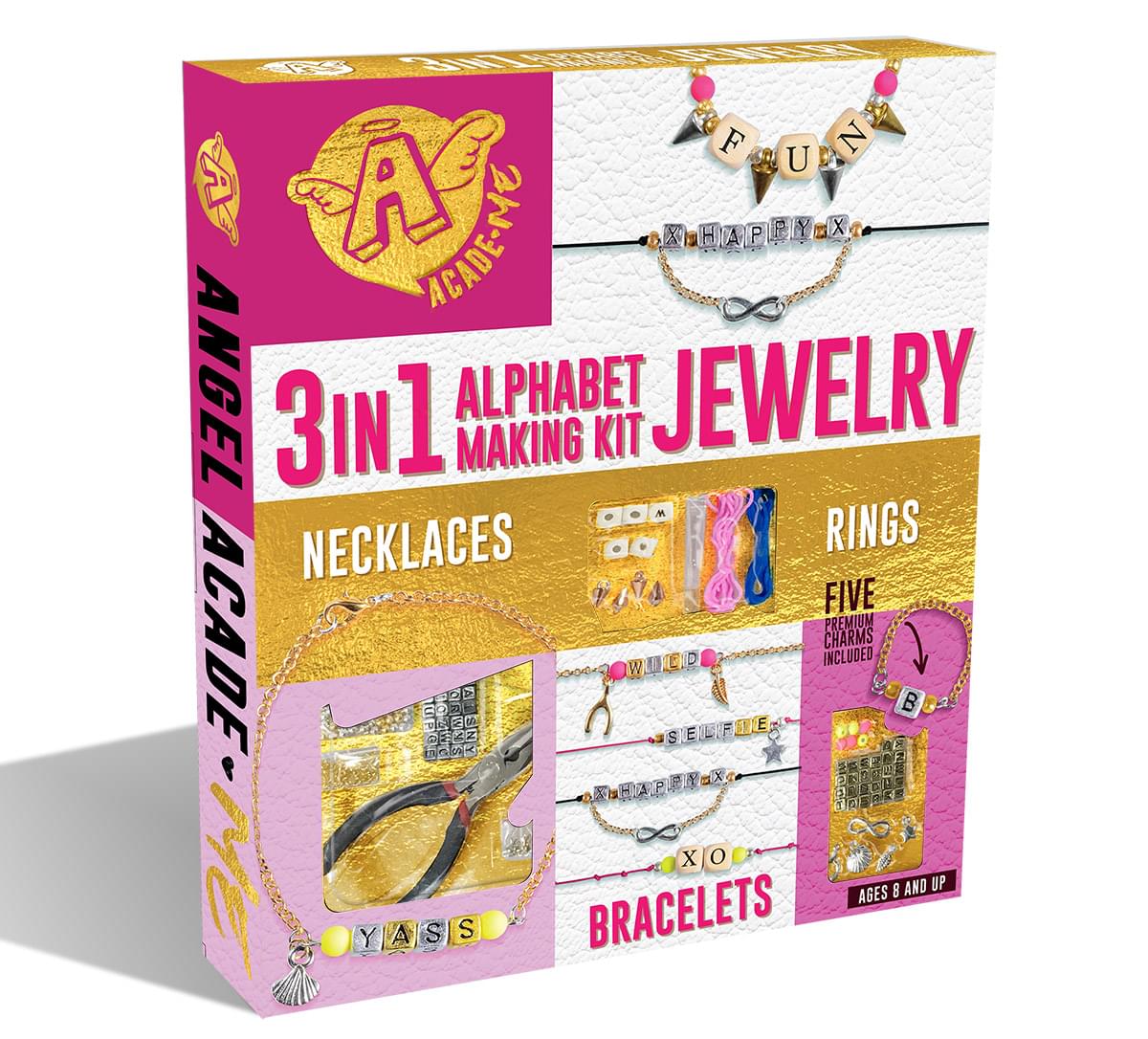 3 In 1 Alphabet Jewelry Making Kit | Includes 5 Premium Charms
