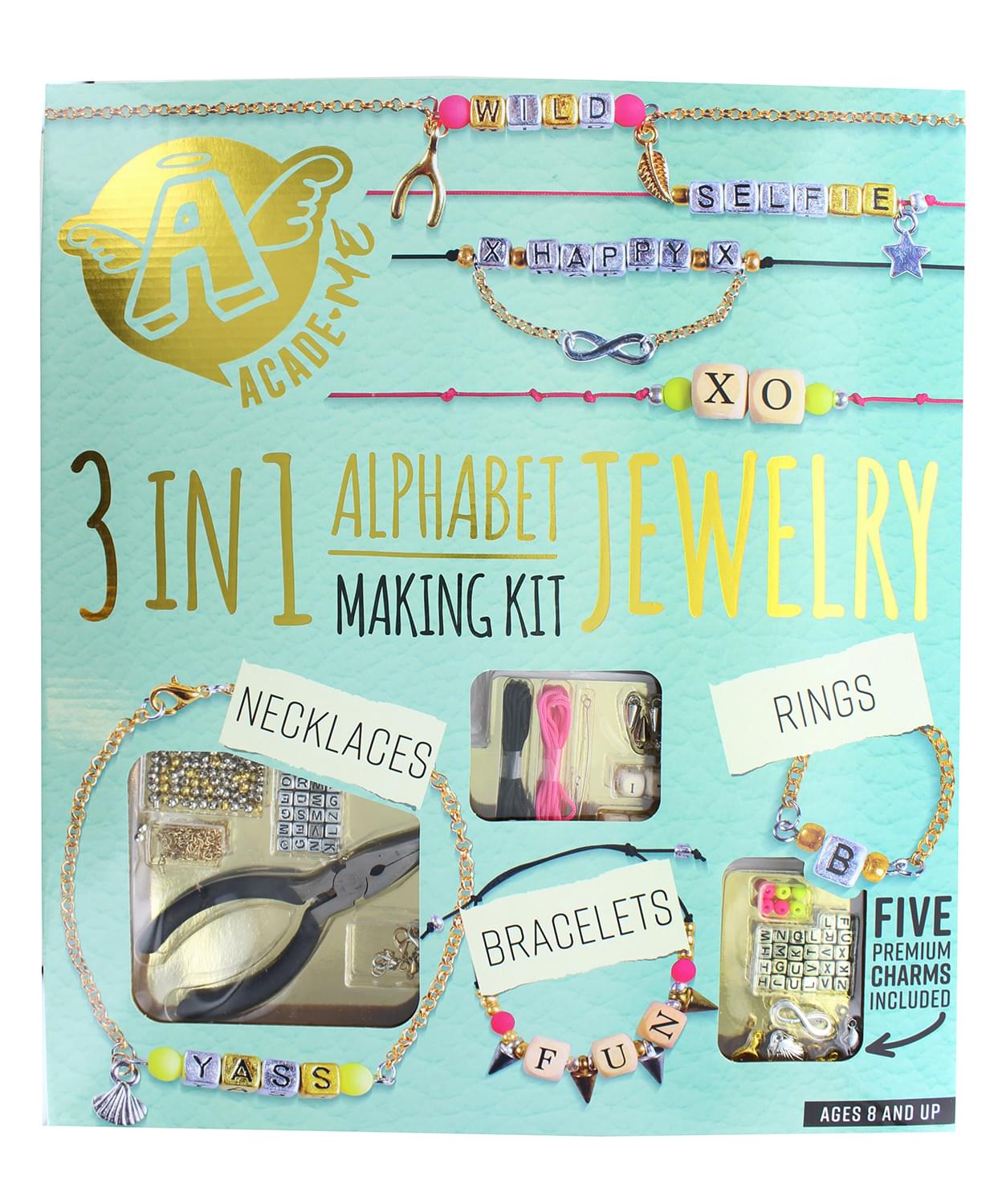 3 In 1 Alphabet Jewelry Making Kit | Includes 5 Premium Charms