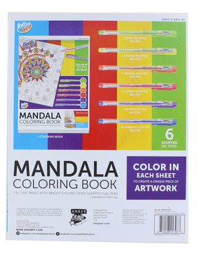 Coloring Book Kit With 6 Scented Gel Pens | Mandala