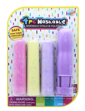 4 Piece Washable Sidewalk Chalk and Holder | Purple