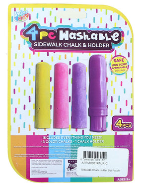 4 Piece Washable Sidewalk Chalk and Holder | Purple
