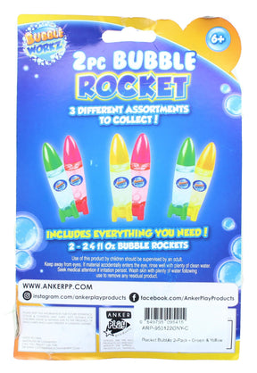 Bubble Workz 2-Piece Bubble Rocket Pack | Green & Yellow