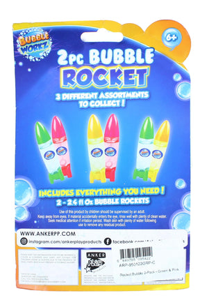 Bubble Workz 2-Piece Bubble Rocket Pack | Green & Pink