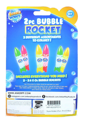 Bubble Workz 2-Piece Bubble Rocket Pack | Pink & Yellow