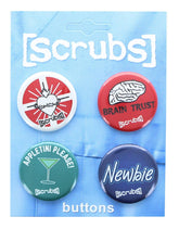 Scrubs 1.25 Inch Collectible Button Pins - Set of 4