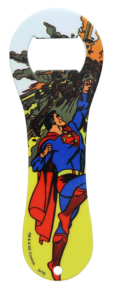 DC Comics Superman Meteor Dogbone Bottle Opener, Yellow Background