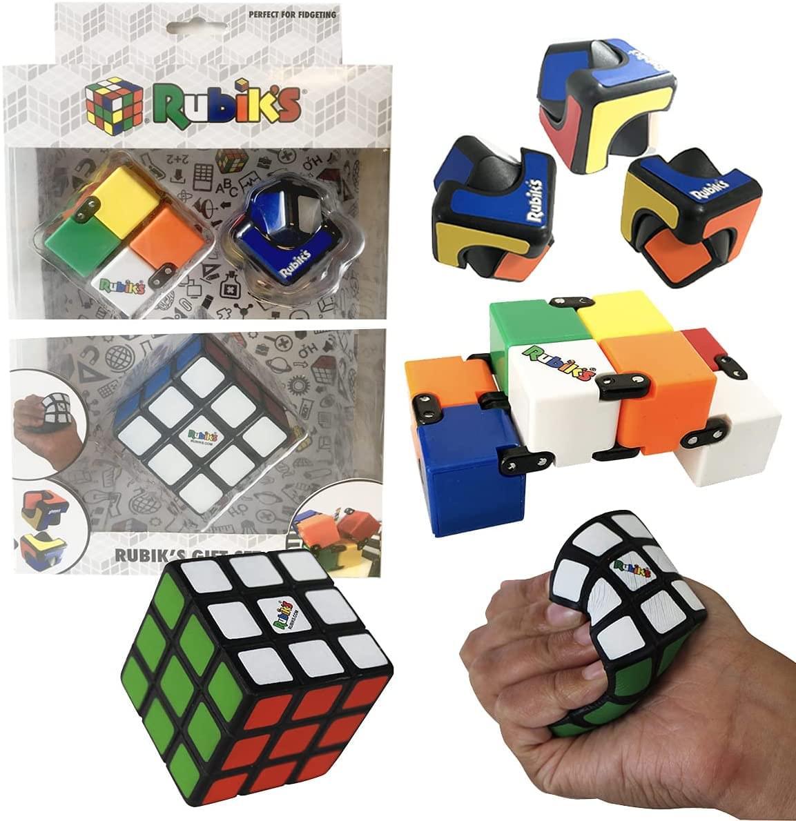 Rubiks 3 Piece Gift Set, Squish Cube, Spin Cubelet, Infinity Cube