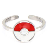 Pokemon Pokeball Red/White Stainless Steel Women's Ring, Size 6