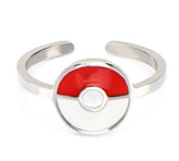 Pokemon Pokeball Red/White Stainless Steel Women's Ring, Size 8