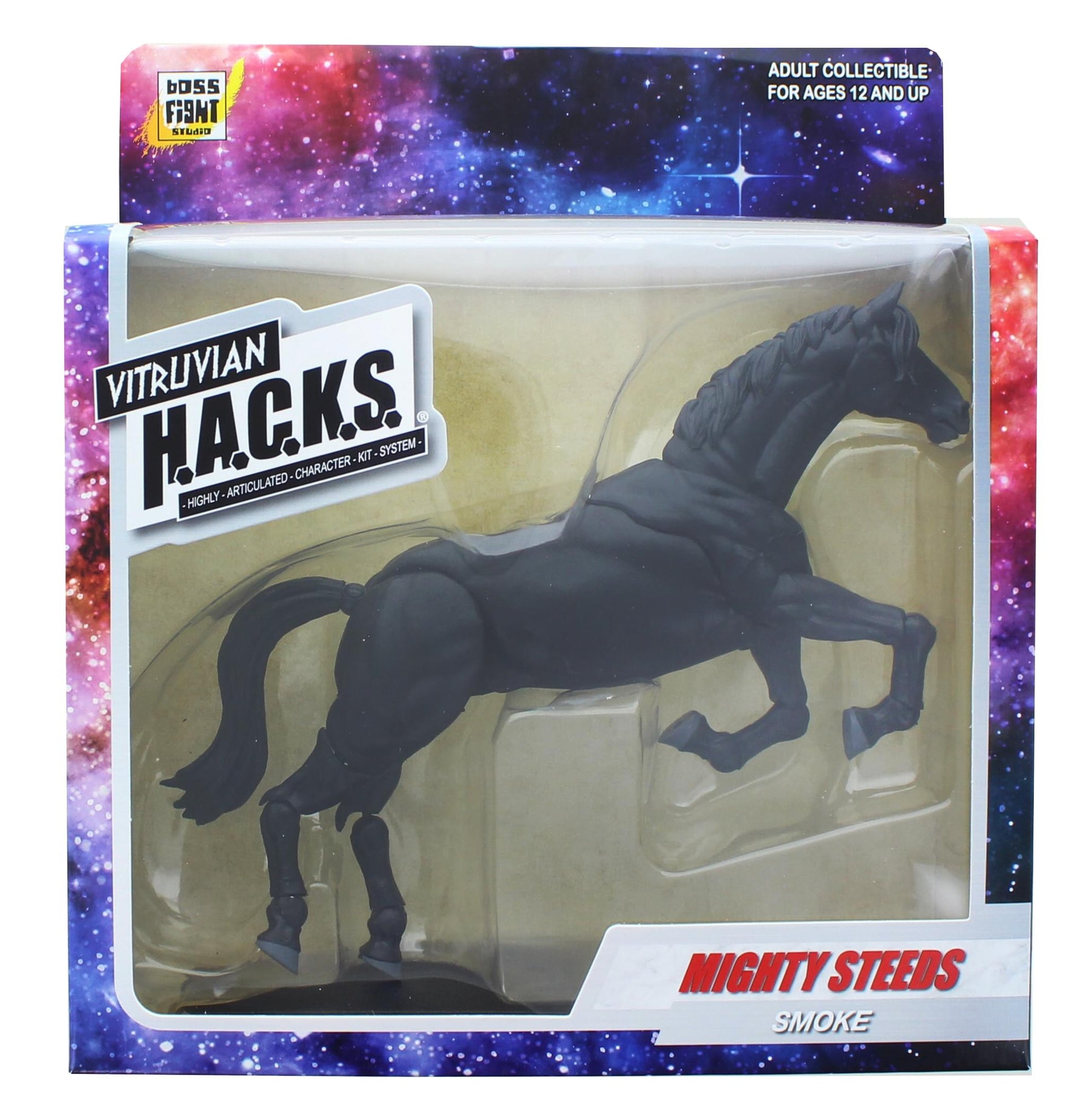 Vitruvian H.A.C.K.S. Mighty Steeds Action Figure Mount | Smoke (Black Horse)