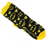 Batman Black & Yellow Hearts Junior Crew Socks