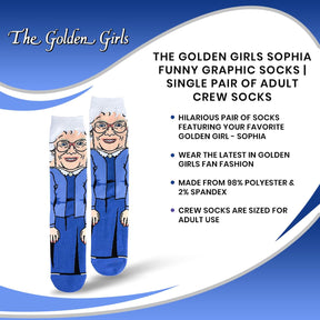 The Golden Girls Sophia Funny Graphic Socks | Single Pair Of Adult Crew Socks