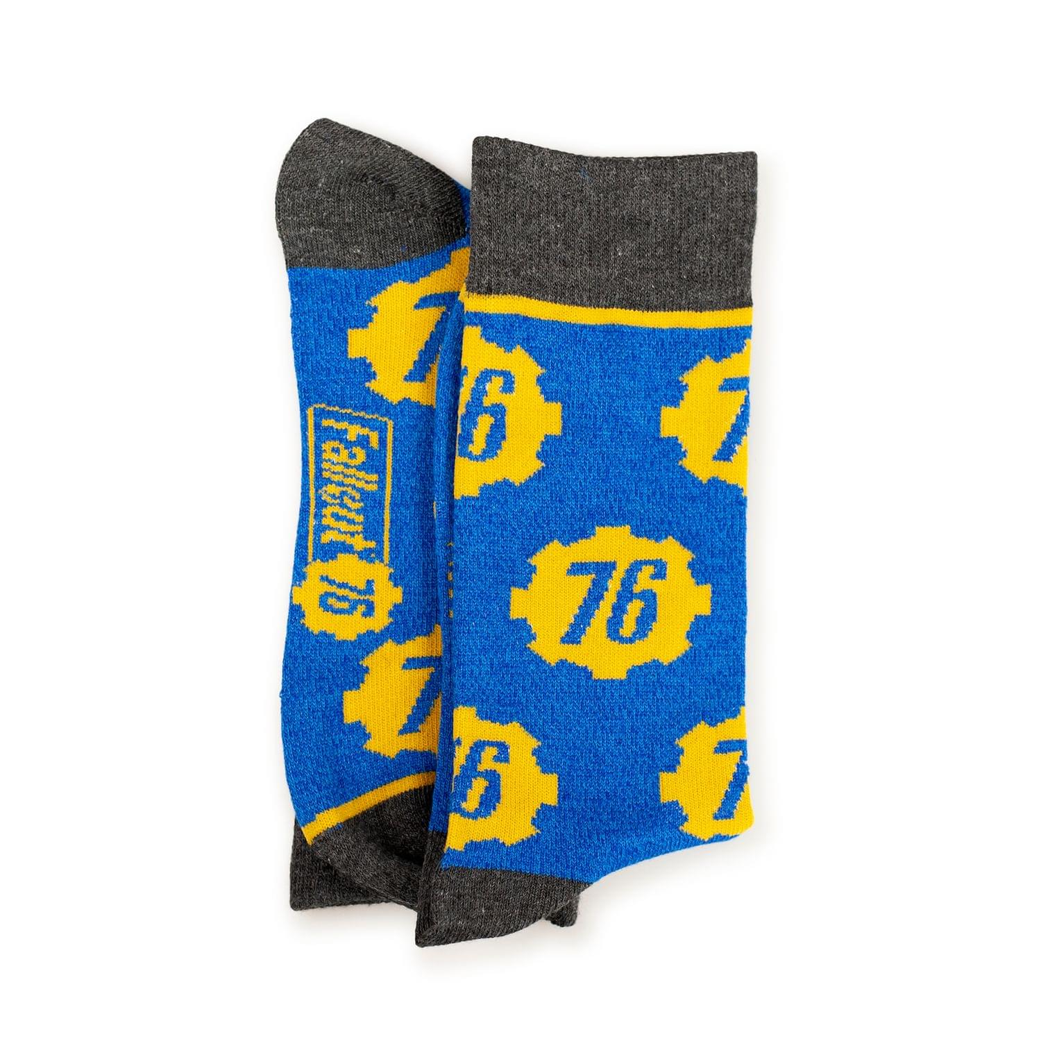 Fallout Collectibles | Blue & Yellow Crew Socks | BIOWORLD Fallout collection