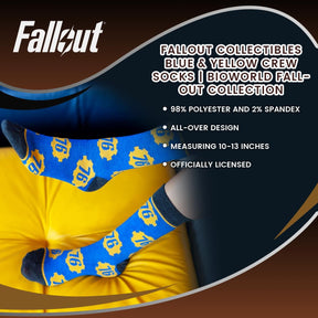 Fallout Collectibles | Blue & Yellow Crew Socks | BIOWORLD Fallout collection