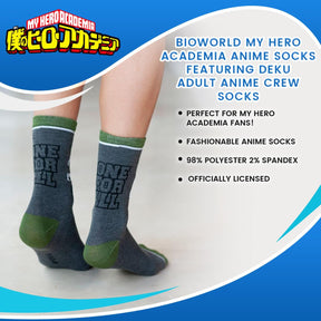 Bioworld My Hero Academia Anime Socks Featuring Deku | Adult Anime Crew Socks