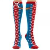 DC Comics Wonder Woman Faux Lace Up Juniors Knee High Socks