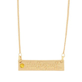Harry Potter Hufflepuff Script Bar Necklace with Stone