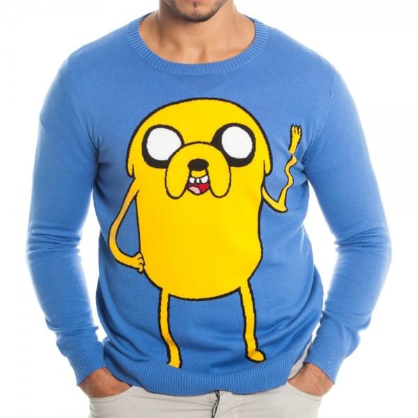 Adventure Time Jake Adult Blue Knit Sweater