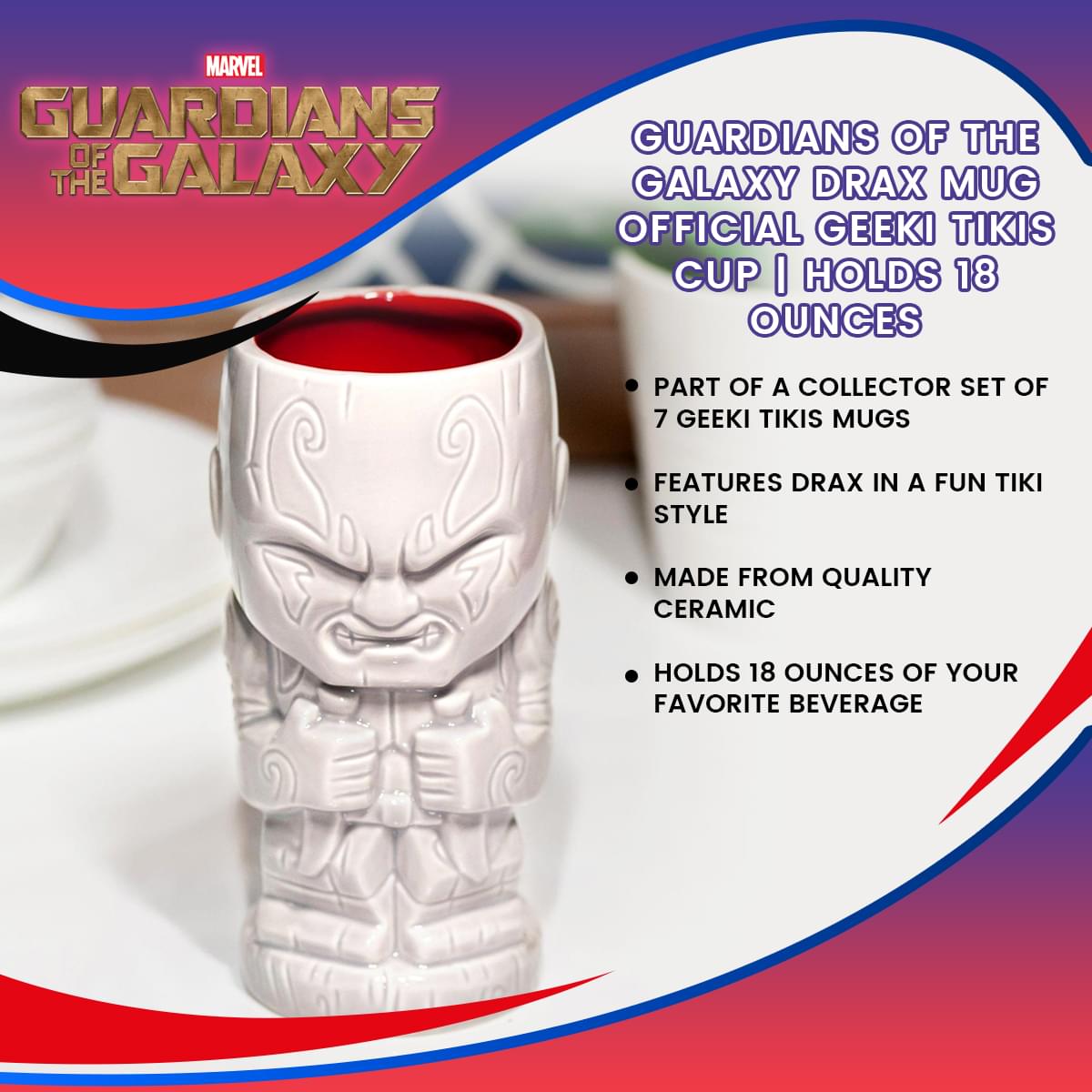 Geeki Tikis Guardians of the Galaxy Drax Ceramic Mug | Holds 17 Ounces