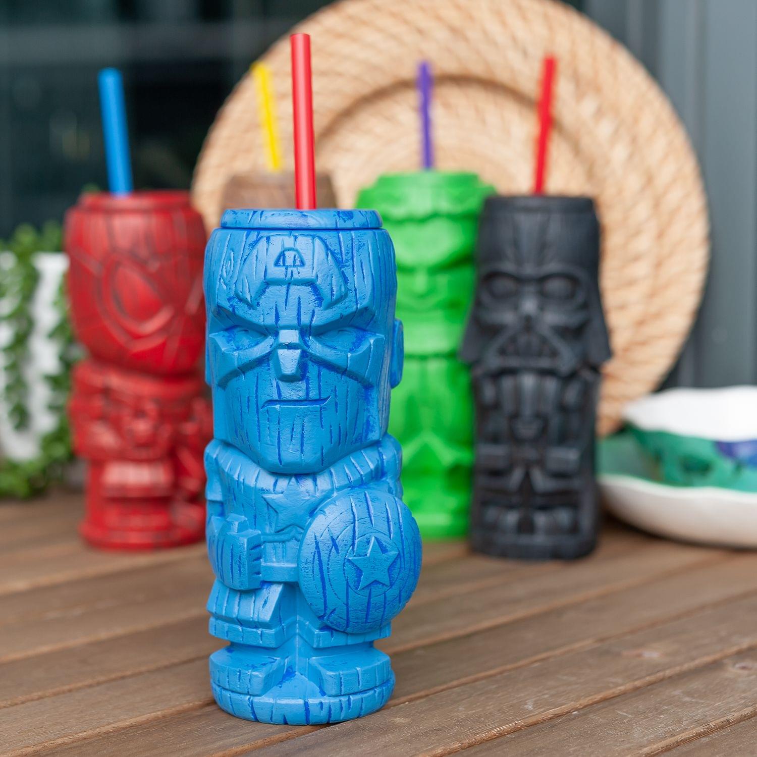 Geeki Tikis Marvel Captain America Tumbler | Tiki Style Cup | Holds 19 Ounces