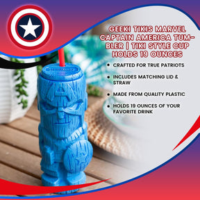 Geeki Tikis Marvel Captain America Tumbler | Tiki Style Cup | Holds 19 Ounces