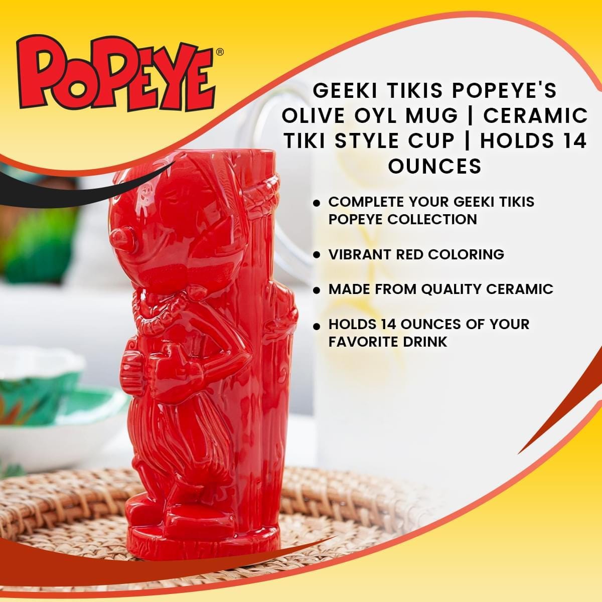 Geeki Tikis Popeye's Olive Oyl Mug | Ceramic Tiki Style Cup | Holds 14 Ounces