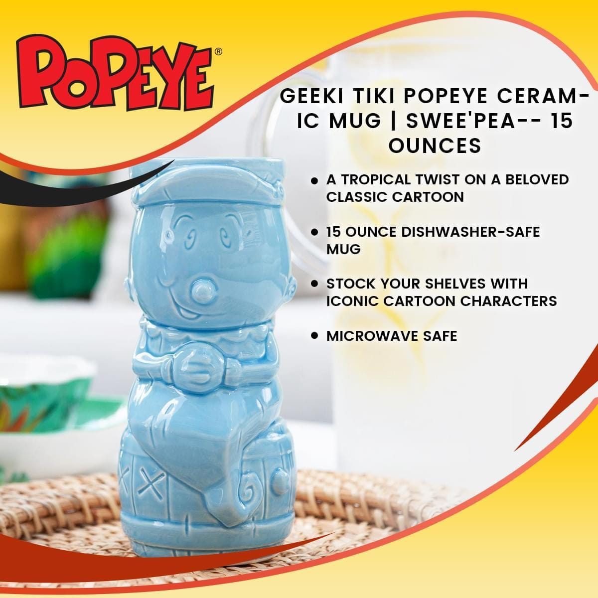 Geeki Tiki Popeye Ceramic Mug | Swee'Pea-- 15 ounces