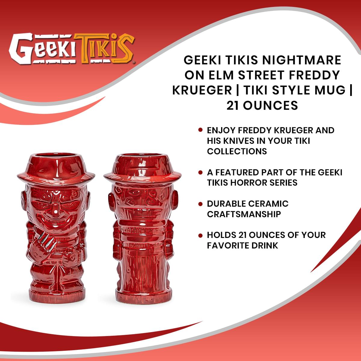 Geeki Tikis Nightmare On Elm Street Freddy Krueger | Tiki Style Mug | 21 Ounces