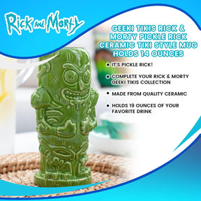 Geeki Tikis Rick & Morty Pickle Rick | Ceramic Tiki Style Mug | Holds 14 Ounces