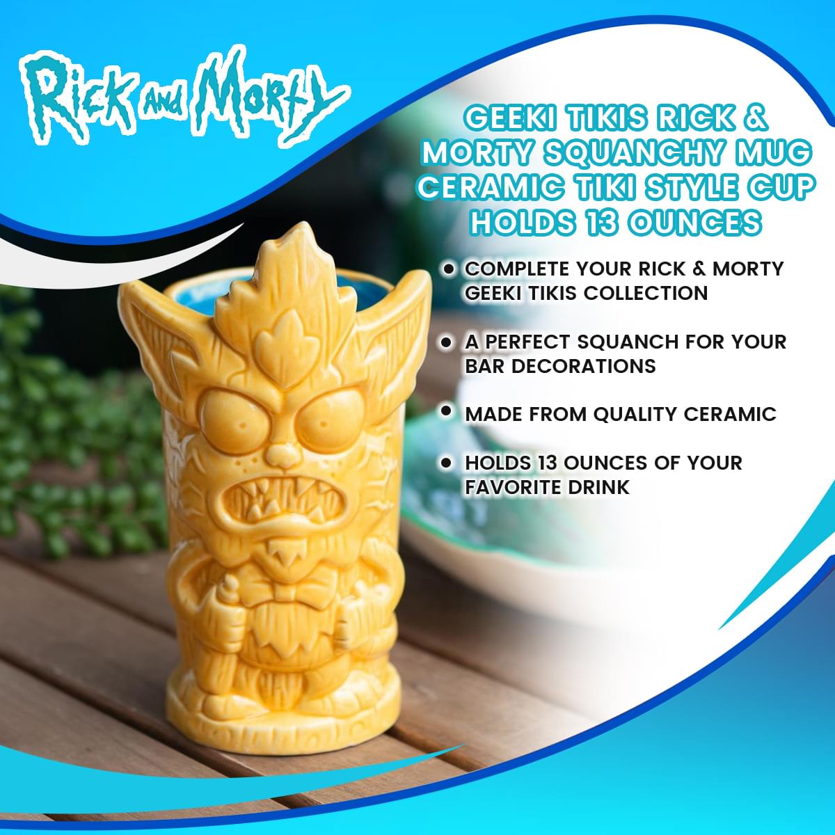 Geeki Tikis Rick & Morty Squanchy Mug | Ceramic Tiki Style Cup | Holds 13 Ounces