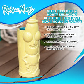 Geeki Tikis Rick & Morty Mr. Poopy Butthole | Tiki Style Ceramic Mug | Holds 12 Ounces