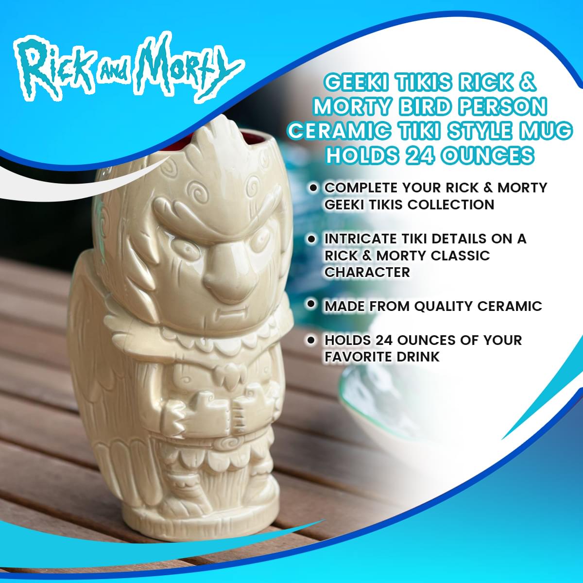 Geeki Tikis Rick & Morty Bird Person | Ceramic Tiki Style Mug | Holds 24 Ounces