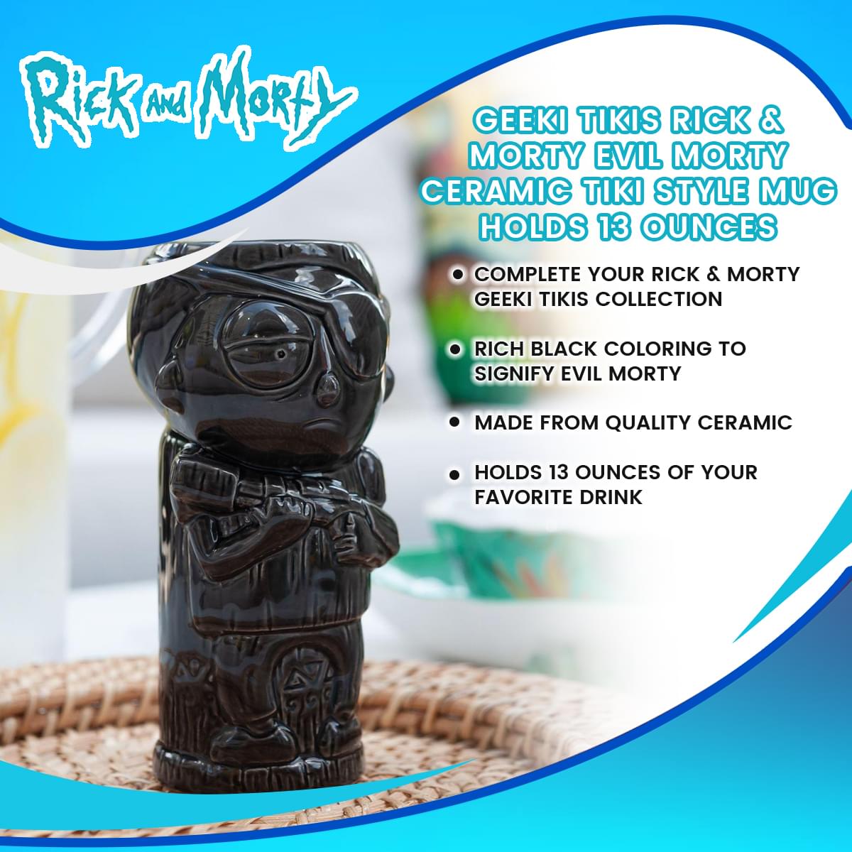 Geeki Tikis Rick & Morty Evil Morty | Ceramic Tiki Style Mug | Holds 13 Ounces