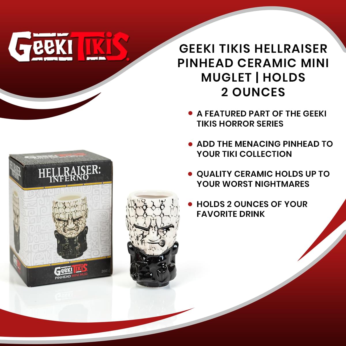 Geeki Tikis Hellraiser Pinhead Ceramic Mini Muglet | Holds 2 Ounces