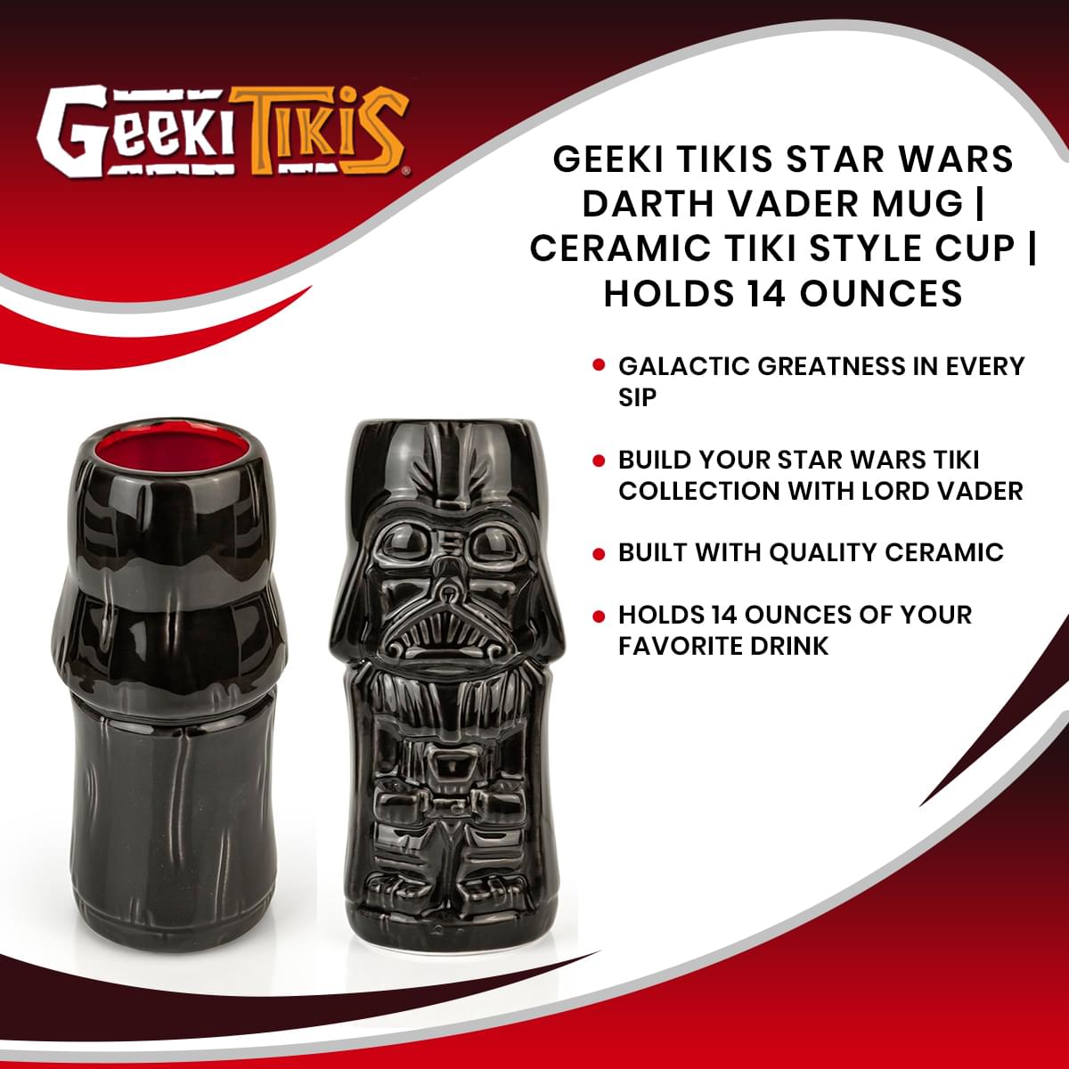 Geeki Tikis Star Wars Darth Vader Mug | Ceramic Tiki Style Cup | Holds 14 Ounces