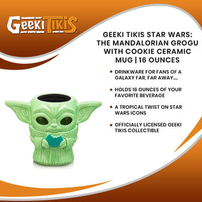 Geeki Tikis Star Wars: The Mandalorian Grogu with Cookie Ceramic Mug | 16 Ounces