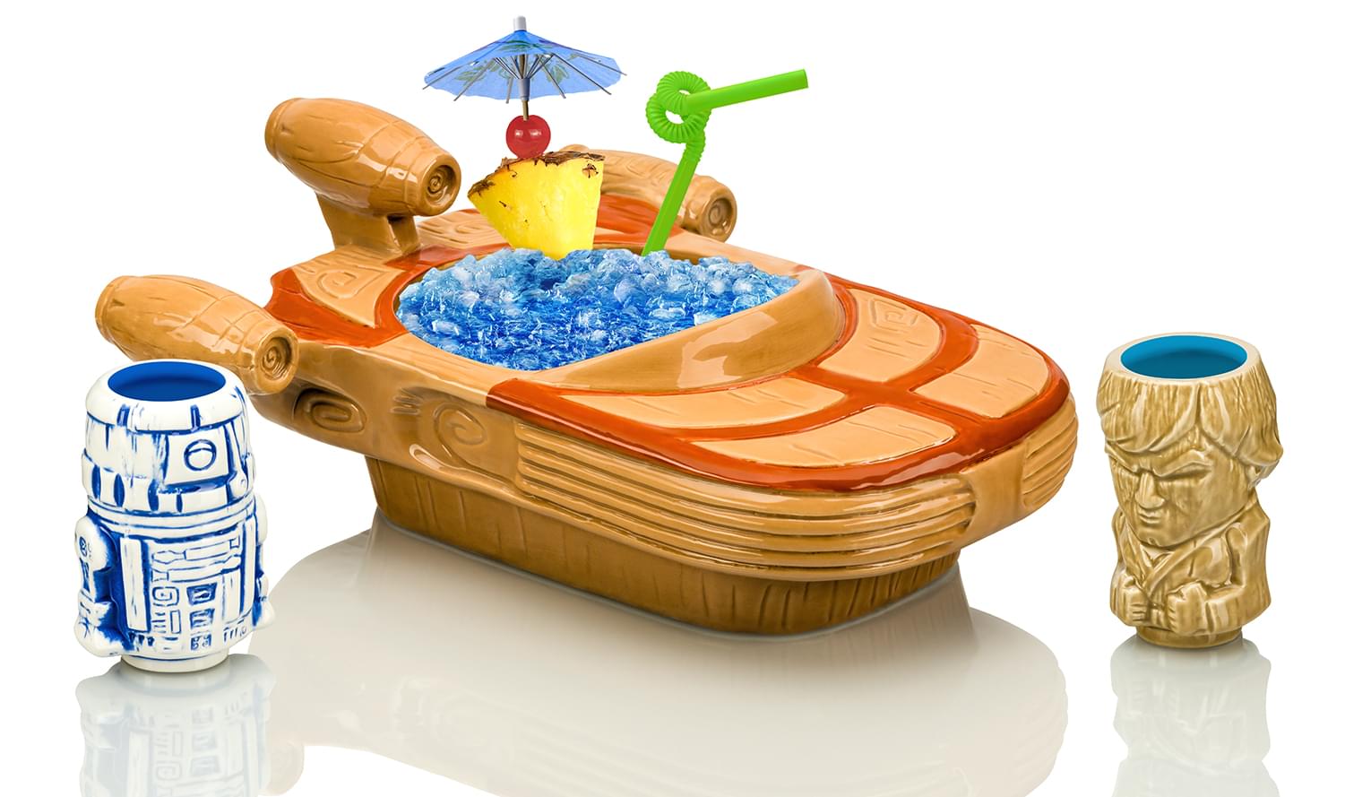 Geeki Tikis Star Wars Landspeeder Punch Bowl with Luke and R2-D2 Mini Muglets