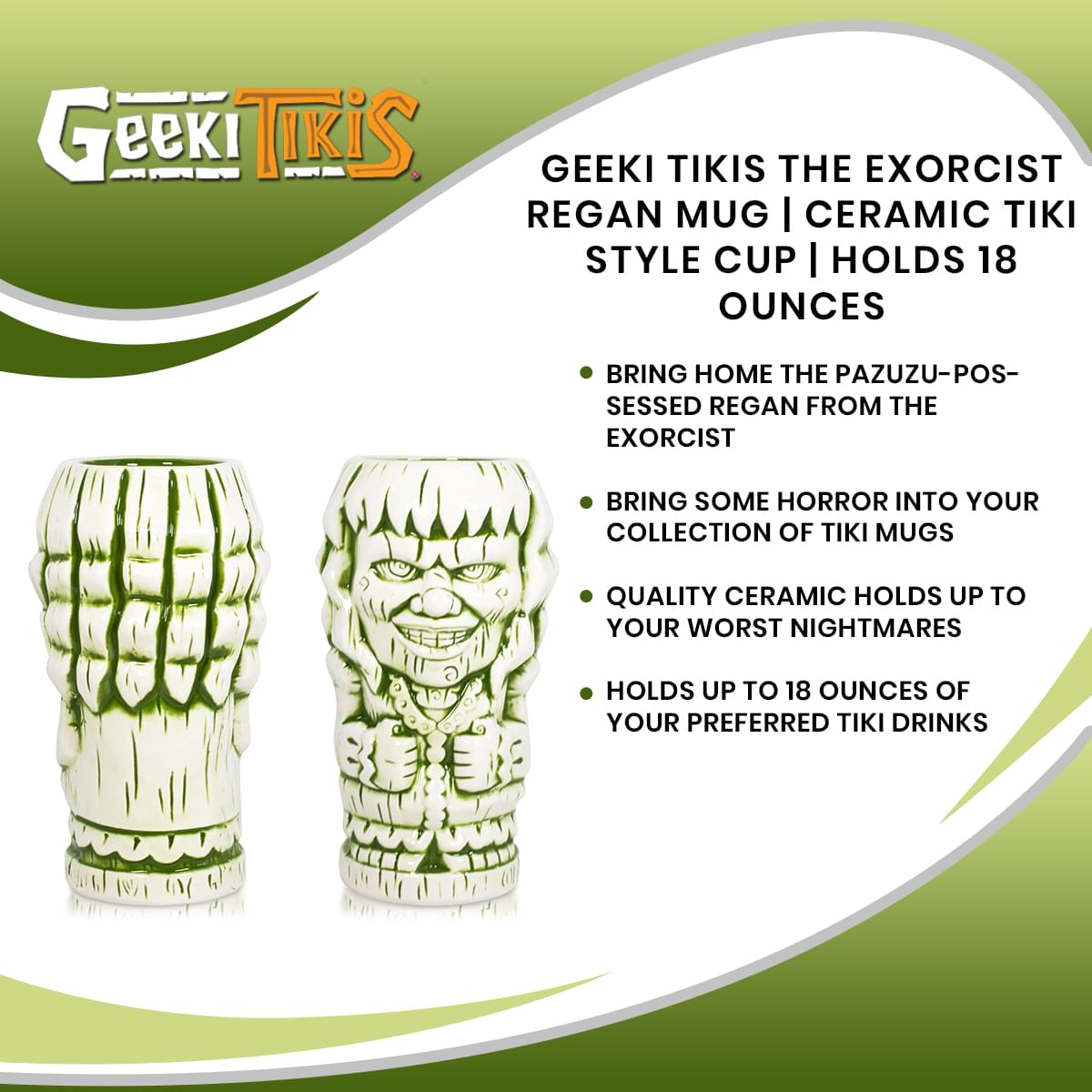 Geeki Tikis The Exorcist Regan Mug | Ceramic Tiki Style Cup | Holds 18 Ounces