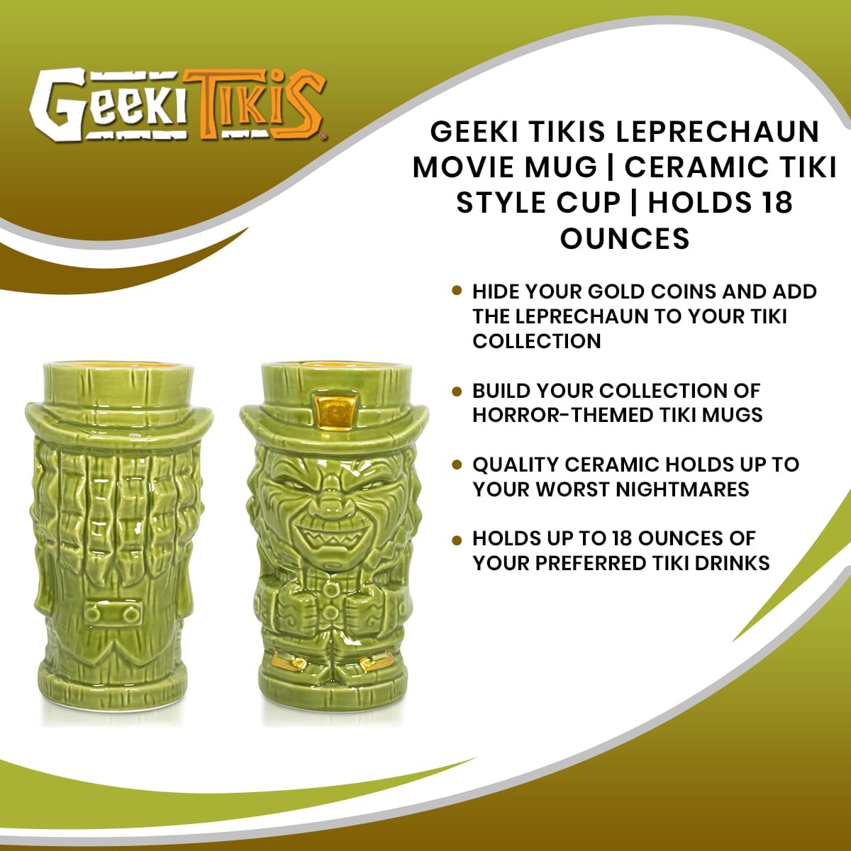 Geeki Tikis Leprechaun Movie Mug | Ceramic Tiki Style Cup | Holds 18 Ounces