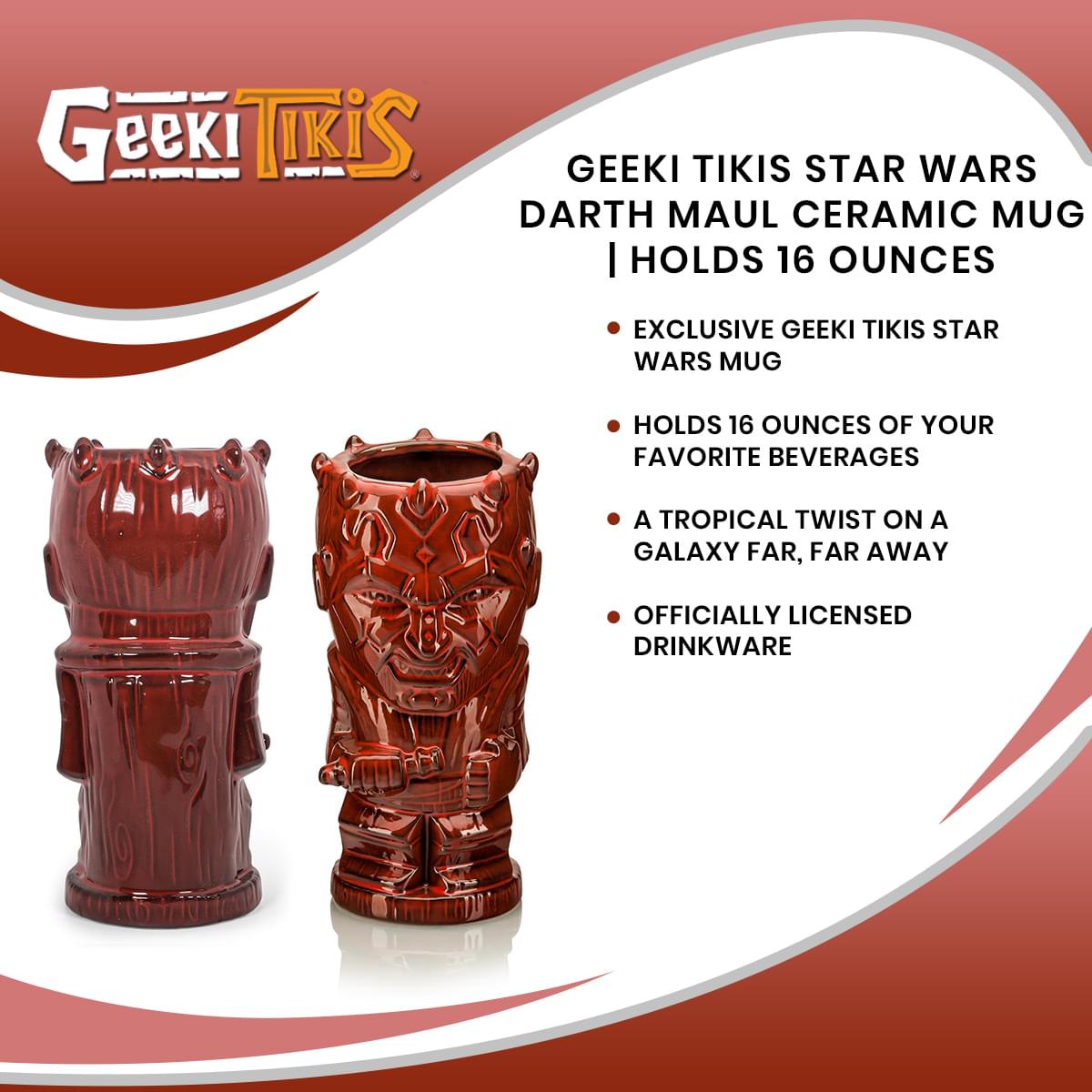 Geeki Tikis Star Wars Darth Maul Ceramic Mug | Holds 16 Ounces
