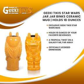 Geeki Tikis Star Wars Jar Jar Binks Ceramic Mug | Holds 18 Ounces